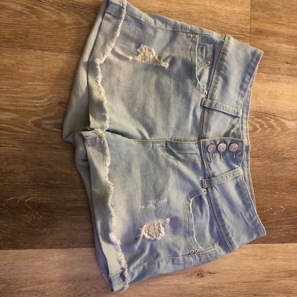 YMI Light Blue Distressed Denim Shorts